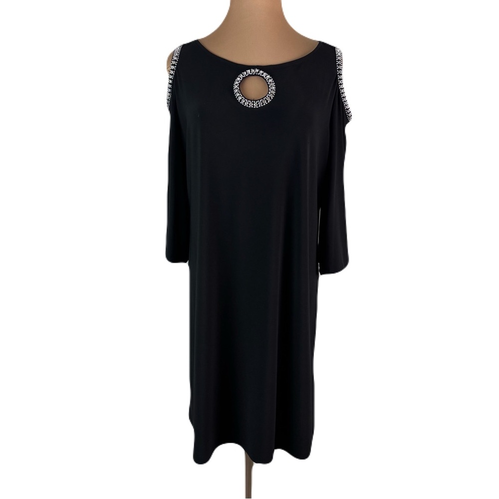 JBS Petite XL Cold Shoulder Cocktail Dress with Embellishments - Picture 2 of 7